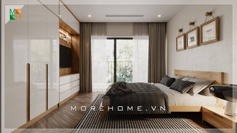 Cửa ban công hệ 4 cánh lùa được thiết kế để lấy ánh sáng tự nhiên và tạo ra sự thông thoáng cho không gian căn phòng.